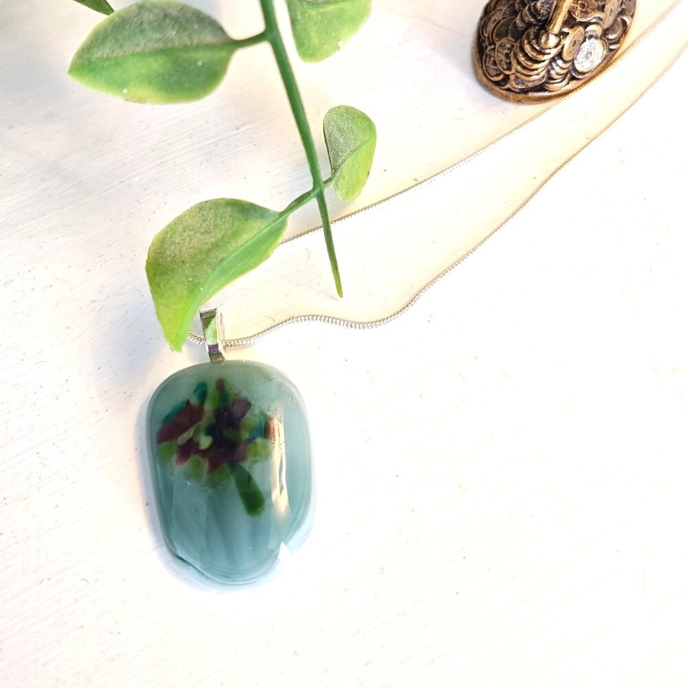 Abstract floral pendant necklace, One of a kind handmade festival jewelry